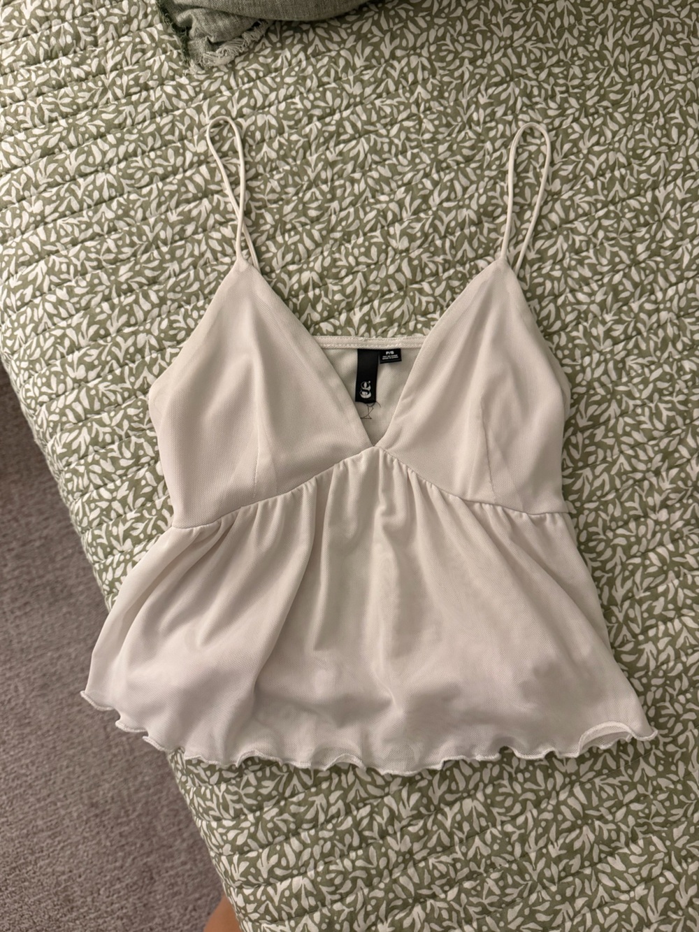Garage Light Cream Spaghetti Strap Peplum Cami